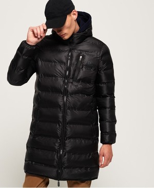 Superdry Echo Quilt Longline Puffer Férfi Kabát Fekete | FPABO8325